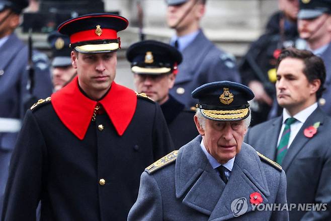 영국 찰스 3세 국왕과 윌리엄 왕세자  [AFP 연합뉴스 자료사진.제공. 재판매 및 DB 금지]