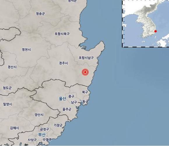 경상북도 경주에서 규모 4.0의 지진이 발생했다. 사진은 30일 발생한 지진의 위치. [사진=기상청]
