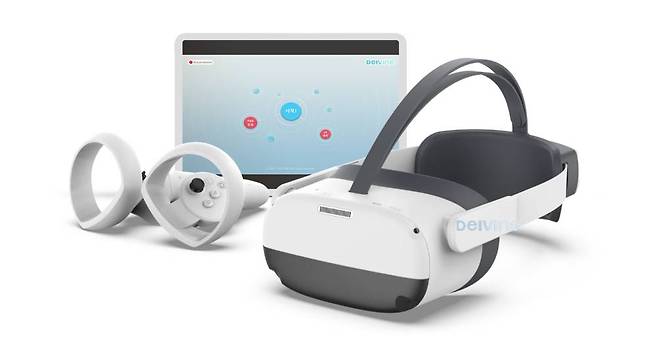 VR과 AI 기술을 적용한 시공간 인지장애 진단기 NeSAT / 출처=델바인