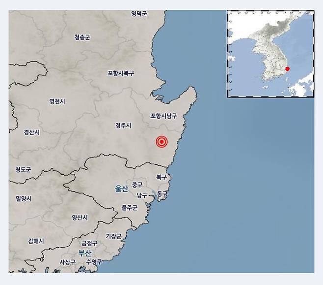 30일 오전 4시 55분 25초 경북 경주시 동남동쪽 19km 지역에서 규모 4.0의 지진이 발생했다고 기상청이 밝혔다. [사진출처=연합뉴스]
