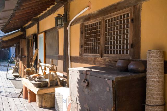 상유재에거치된 전통 농기구