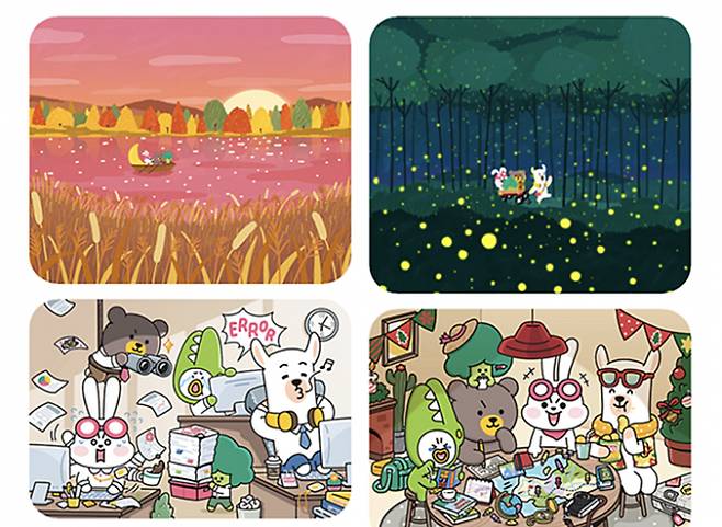 스타프렌즈 캐릭터 온라인 전시회에 배포된 작품들의 캡쳐본. /사진=정수현 기자