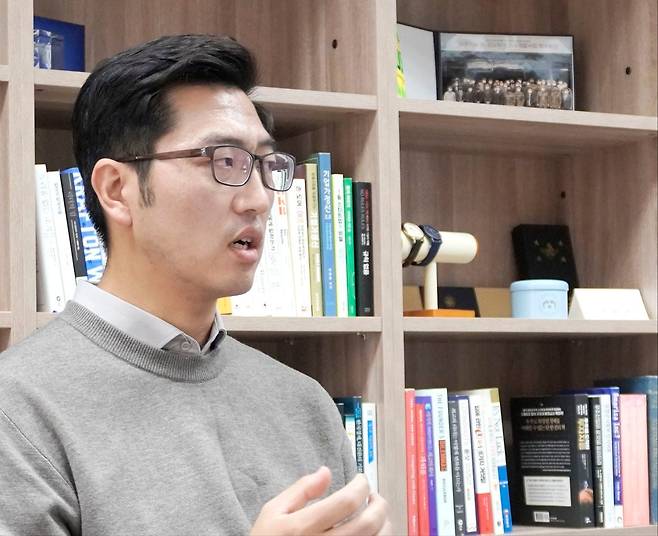 전태균 SIA(SI-Analytics·에스아이에이) 대표가 지난달 22일 대전 SIA 본사에서 조선비즈와 인터뷰하고 있다./SIA