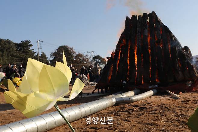 대한불교 조계종 전 총무원장 자승 스님 다비식이 3일 경기 화성시 용주사에서 봉행되고 있다. 한수빈 기자