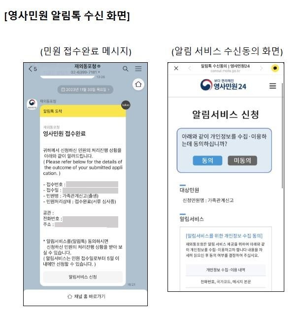 재외동포청, 영사민원 알림톡 서비스 개시 [재외동포청 제공]