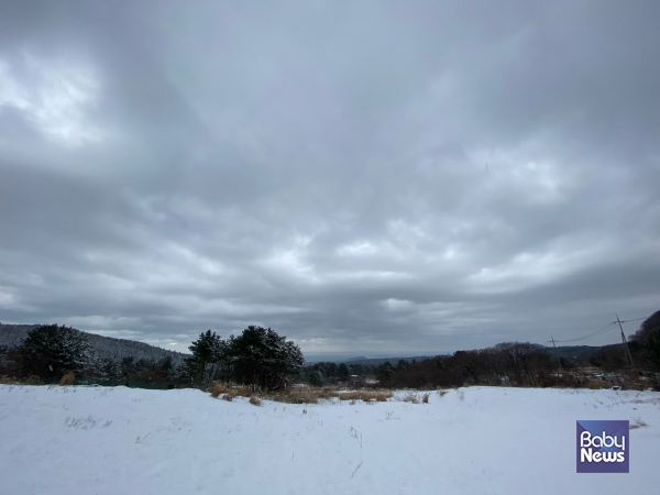눈이 내린 뒤 한라산 주변 나즈막한 언덕들은 천연 눈썰매장으로 변한다. ⓒ김재원