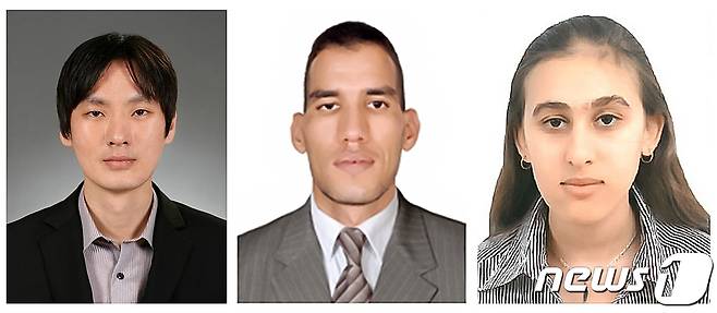 3차원 얽힘구조 화학신소재를 개발한 영남대 신소재공학부 고영건 교수 연구팀. 왼쪽부터 고 교수, 샤우키 박사, 메리암 박사. (영남대 제공)