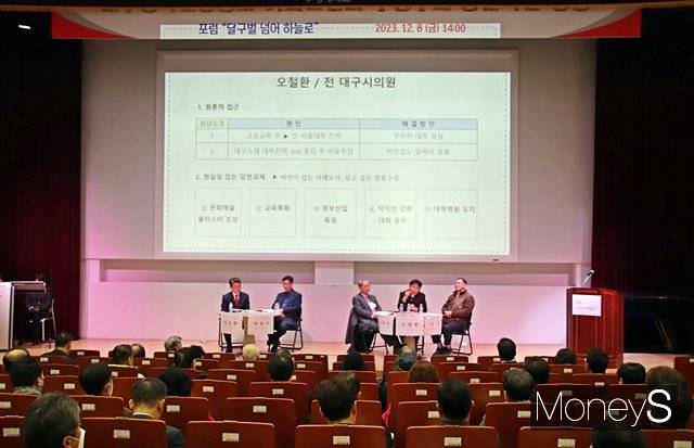 포럼 '달구벌 넘어 하늘로'가 8일 대구 수성구 만촌동 소재 수성대학교 젬마관에서 2차 포럼을 진행하고 있다./사진=김덕엽 기자