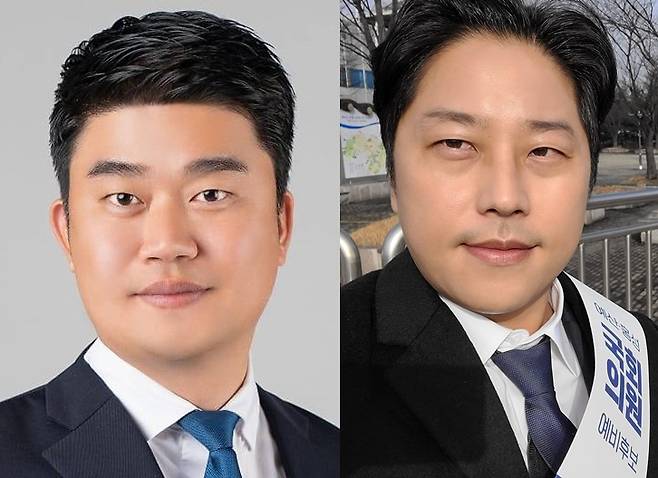 내년 총선에 출사표를 낸 안희정 전 충남지사의 비서 신용우(좌)씨와 어청식씨