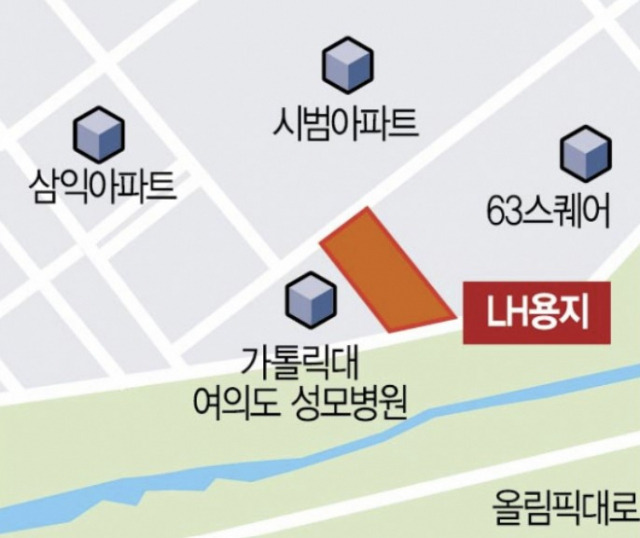 LH가 공급하는 여의도동 61-2 공동주택 부지 위치