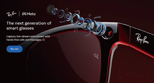 메타가 레이밴과 협업해 출시한 스마트 글라스. [Meta]