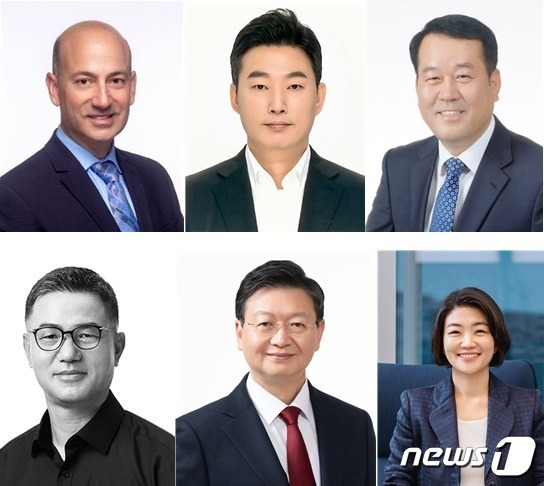 현대차그룹 2023년 하반기 정기 임원인사 주요 인사. 사진 윗줄 왼쪽부터 시계방향으로  브라이언 라토프 현대차·기아 글로벌 최고 안전 및 품질책임자 사장, 김윤구 현대오토에버 대표이사 사장, 이동석 현대차 국내생산담당 겸 안전보건최고책임자 사장, 김혜인 현대차 HR본부장 부사장, 배형근 현대차증권 대표이사 사장, 전병구 현대카드·현대커머셜 경영관리부문 대표 사장.(현대차그룹 제공)ⓒ 뉴스1