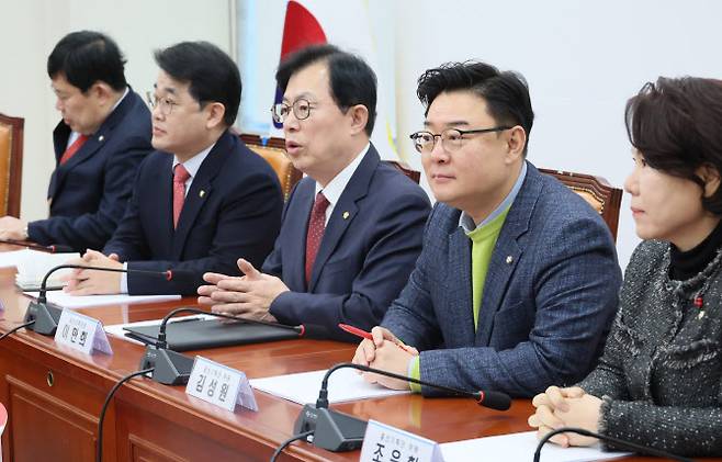 이만희 국민의힘 총선기획단장이 22일 국회에서 열린 총선기획단 회의에서 발언하고 있다.(사진=연합뉴스 제공)