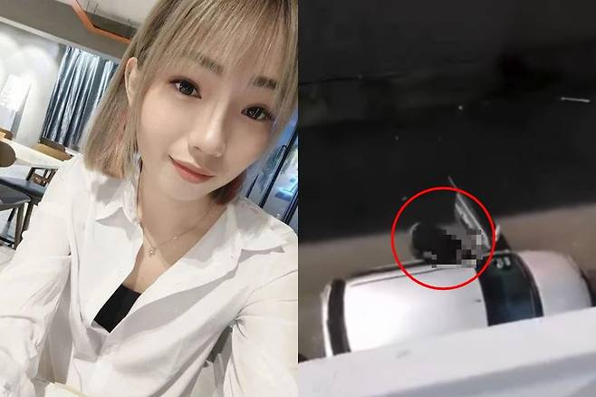 말레이시아 가수 허가령(왼쪽)이 스토커가 휘두른 칼에 사망했다. 온라인 상에는 용의자의 범행 모습(오른쪽)이 담긴 영상이 퍼지고 있다. /사진=허가령 SNS