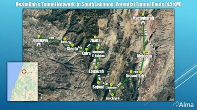 시아파 이슬람주의 무장 정파 헤즈볼라가 레바논 남부에 구축한 지하터널 네트워크. 이스라엘 현지 언론 캡쳐