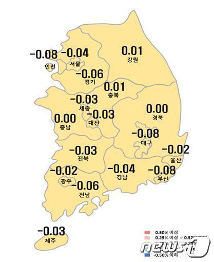 시도별 아파트 매매가격지수 변동률.(한국부동산원 제공)/뉴스