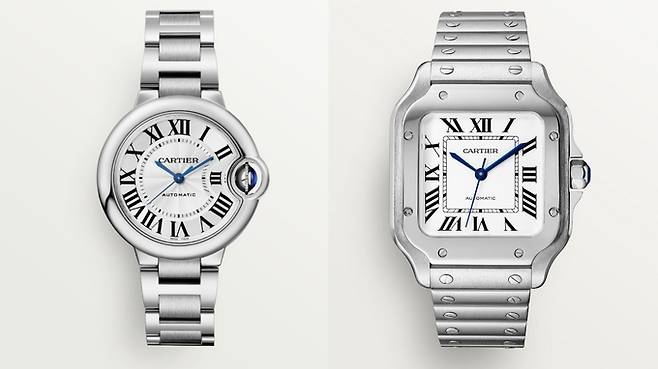 까르띠에(Cartier)의 발롱블루(왼쪽) 모델과 산토스 모델
