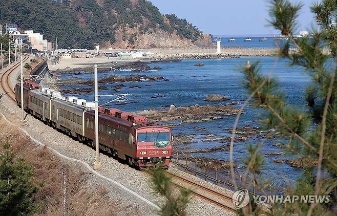 25일 운행을 종료하는 동해안 바다열차. [사진출처=연합뉴스]