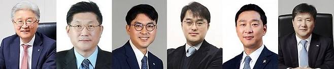 [서울=뉴시스] 국내 제약기업의 대표이사(CEO)들이 새해에 등기임원 임기 만료를 앞두고 있다. 왼쪽부터 조욱제 유한양행 대표, 김영주 종근당 대표, 전승호 대웅제약 대표, 이창재 대웅제약 대표, 정재훈 동아쏘시오홀딩스 대표, 곽달원 HK이노엔 대표. (사진=각사 제공 및 뉴시스DB) 2023.12.31. photo@newsis.com *재판매 및 DB 금지