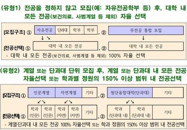 교육부의 시안에 담긴 무전공 모집 구조. 교육부 제공