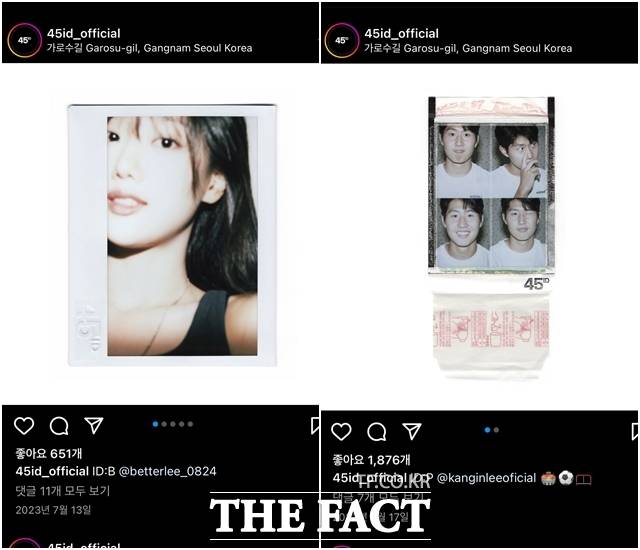 누리꾼들은 이강인과 이나은이 같은 사진관에서 사진을 촬영했다는 의혹을 제기하고 있다. 해당 사진관 공식 SNS에는 두 사람의 사진이 나란히 게재되어 있다. /45ID 공식 SNS