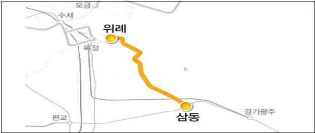 위례~삼동선 구간도. 성남시 제공