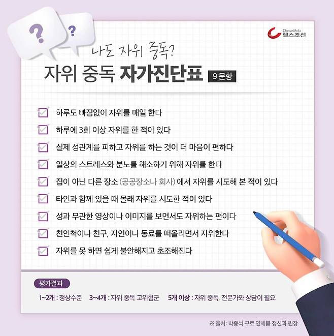 자위 중독 자가진단표 / 연세봄정신과 박종석 원장 제공