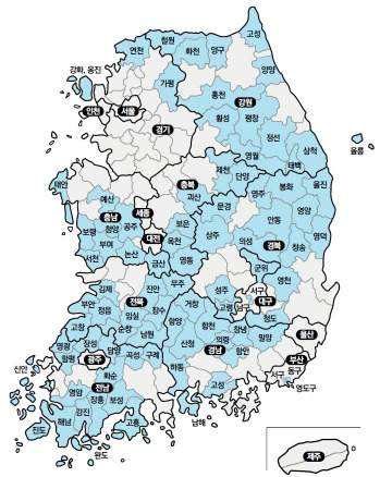 인구감소지역 89개/자료제공=행정안전부