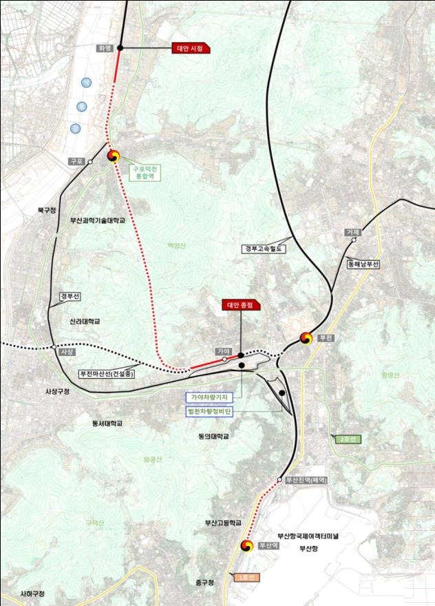 경부선 철도 지하화 노선  [부산시 제공]