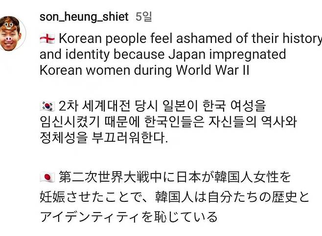 아시안컵 공식 SNS 계정에 올라온 위안부 피해자 비하 댓글. [서경덕 교수 제공]