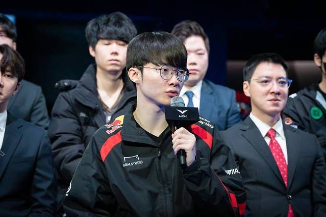 2024 LCK 스프링 미디어데이에 참석한 T1 페이커 이상혁. LCK 