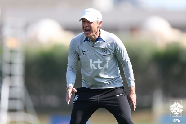 한국 축구대표팀이 카타르 도하에 위치한 알 에글라 훈련장에서 훈련 중인 모습. 사진┃KFA