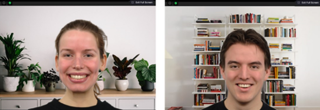 영국 더럼대 연구진은 최근 화상회의 배경에 식물(왼쪽 사진)이나 책장(오른쪽 사진)을 놓으면 참가자가 더 유능해 보이는 효과가 생긴다는 분석을 발표했다. 더럼대 제공