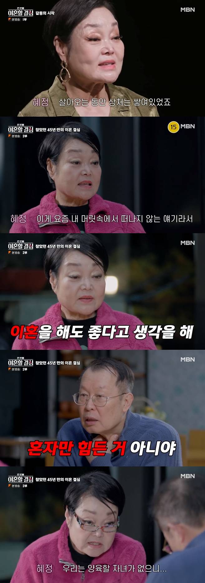 이혜정 고민환 / 사진=MBN 한 번쯤 이혼할 결심