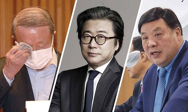 경영권을 사모펀드에 넘겨준 홍원식 남양유업 2대 회장, 재벌 2세(조중훈 한진그룹 창업회장의 4남)임에도 자녀 승계 포기를 선언한 조정호 메리츠금융그룹 회장, 상속세 부담으로 승계의 어려움을 토로한 서정진 셀트리온그룹 창업자(왼쪽 사진부터)ⓒ시사저널 임준선·연합뉴스·메리츠금융그룹 제공