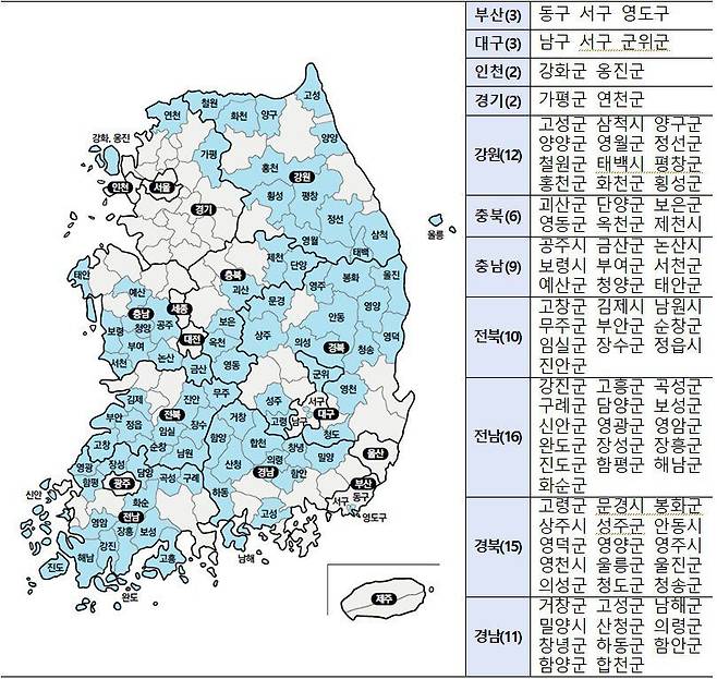 인구감소지역. /통계청 제공