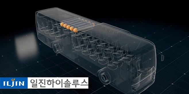 일진하이솔루스의 수소 연료탱크가 실린 수소버스. /홈페이지 캡처