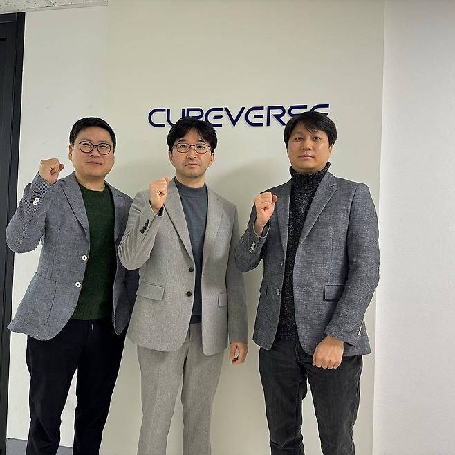 큐어버스의 핵심 임원, 박기덕 공동 창업자와 조성진 대표, 진정욱 CSO / 출처=큐어버스