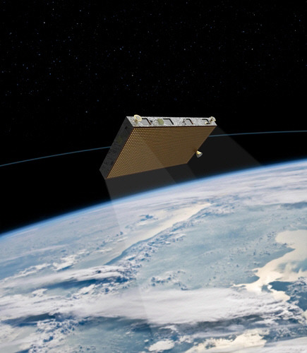 한화시스템이 위성 사업 분야 고급 인재 채용에 나서고 있다. 사진은 한화시스템이 제주도 남쪽 해상에서 발사한 '소형 SAR 위성' 이미지. 한화시스템 제공