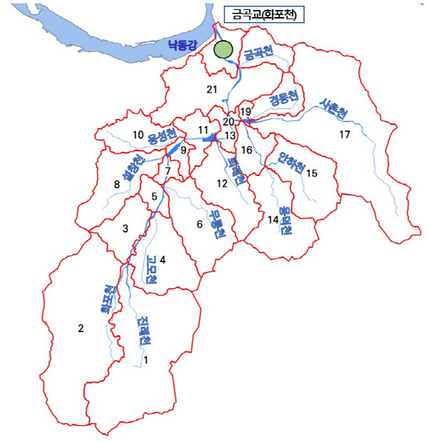 비점오염원 대책이 시행될 화포천 유역도면. 김해시 제공