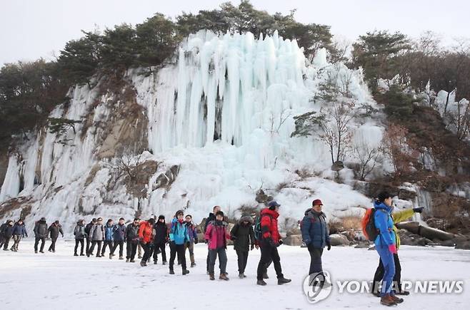 철원 한탄강얼음트레킹축제 당시 사진. 연합뉴스