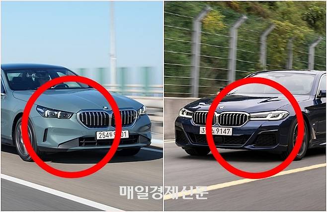 신형 BMW 5시리즈(왼쪽)와 기존 모델 [사진출처=BMW]