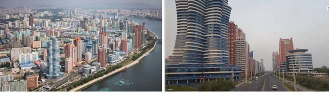 김정은의 특별 지시로 무기 개발 과학자들을 위해 평양시 대동강변의 평천구역 미래동에 특별 조성한 '미래 과학자 거리'에 초현대식 시설과 부대시설을 갖춘 고층 아파트들이 즐비하다. 핵무기, 초음속 미사일 같은 첨단 무기 개발을 위한 군사과학 기술자들이 많이 거주한다.(왼쪽 사진 ) 오른쪽 사진의 건물은 지상 53층, 210m 높이의 '미래 은하 타워(Mirae Scientists Street Unha Tower)'이다. 이곳을 중심으로 19개동 및 2500세대 규모로 구성된 일대는 '북한판 타워팰리스'로 불린다. 북한 과학기술자들은 초현대식 고급 아파트에 살면서 학교, 병원, 탁아소, 유치원 같은 부대시설을 이용하면서 무기 개발 연구에 전념하고 있다./Google