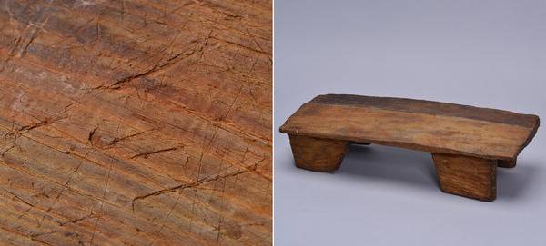 부산 기장군 고촌유적에서 출토된 상(오른쪽)과 상면 칼자국 상세모습.  부산박물관 제공