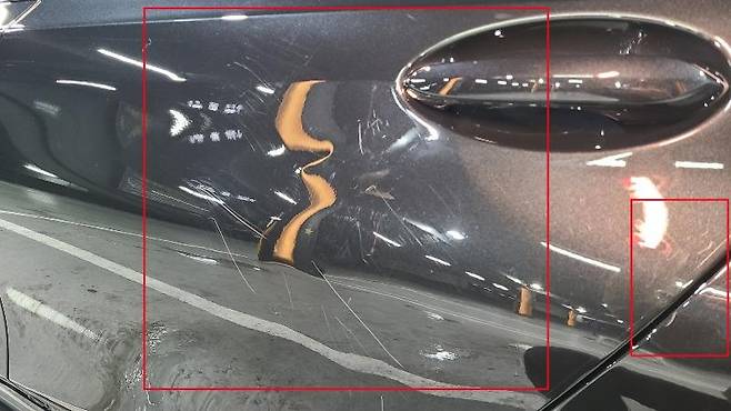 차량 손괴 모습. /사진=온라인 커뮤니티