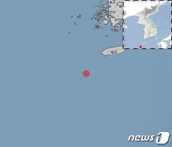 제주 서귀포시 이어도 북동쪽 62㎞ 해역에서 규모 3.8 지진이 발생했다. 사진은 지진 발생 위치. /사진=기상청 제공