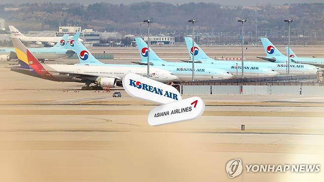 일본, 대한항공·아시아나항공 합병 승인 (CG) [연합뉴스TV 제공]