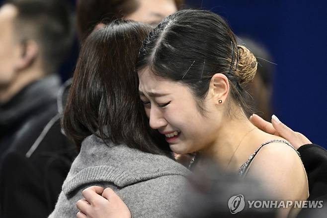 쇼트프로그램 연기를 마치고 울먹이는 여자싱글 이해인 [AFP=연합뉴스]