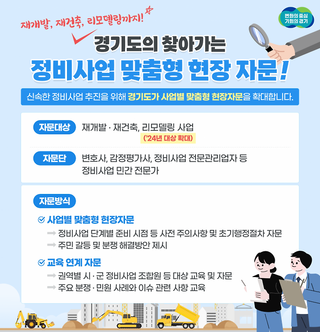 경기도의 정비사업 맞춤형 자문 안내 포스터