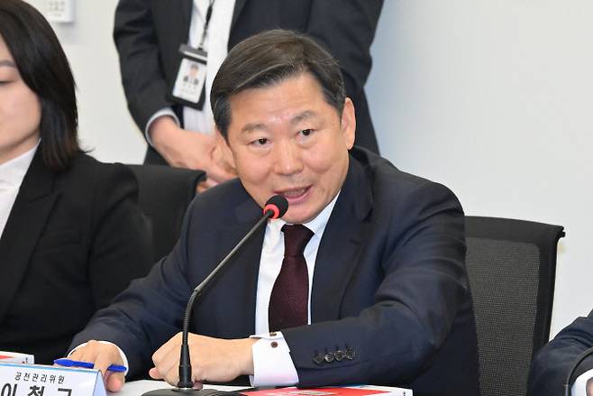 지난달 16일 국민의힘 여의도 당사에서 열린 공천관리위원회 1차 회의에서 이철규 위원이 발언하고 있다. (사진=공동취재)